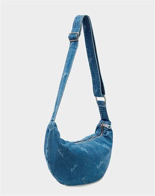 Gili Small Printed Logo Denim Taske - Washed Denim